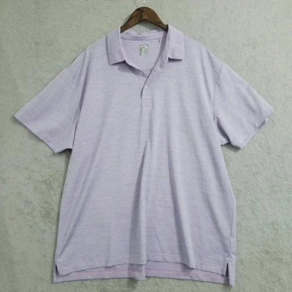 Callaway Mens Opti-Dri Goft Polo Shirt 2X Stripe Pattern Purple & Blue  10PT - Picture 1 of 6